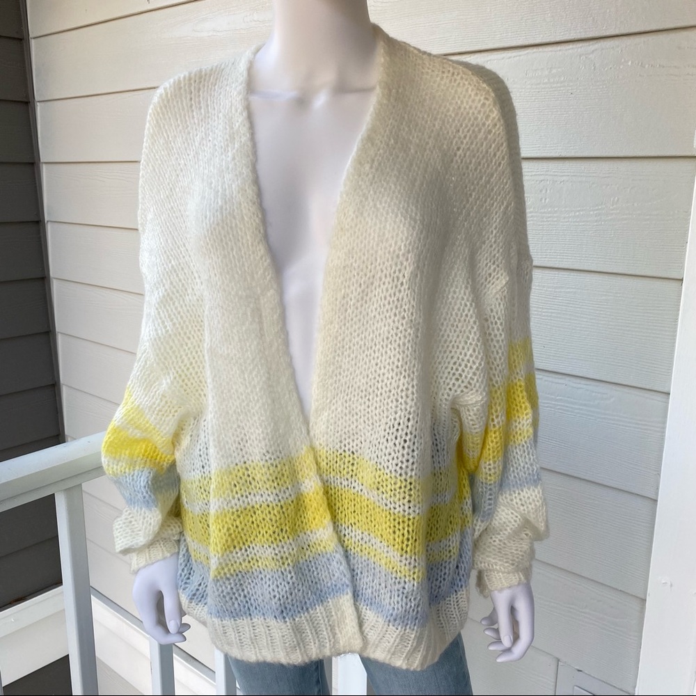ANTHROPOLOGIE Florence Yellow and Blue Stripe Cardigan